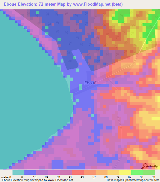 Eboue,Ivory Coast Elevation Map