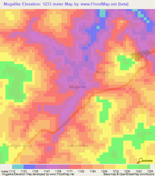 Mugalike,Uganda Elevation Map