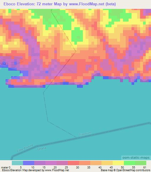Eboco,Ivory Coast Elevation Map