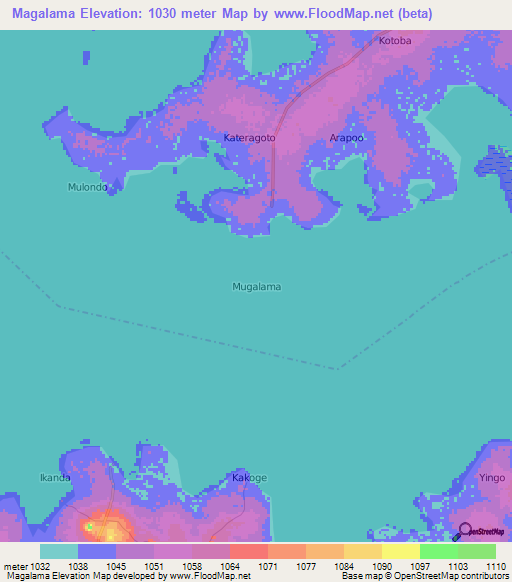 Magalama,Uganda Elevation Map