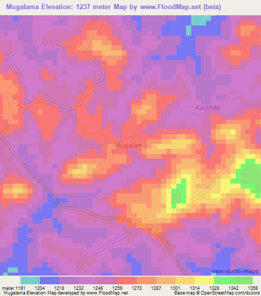 Mugalama,Uganda Elevation Map