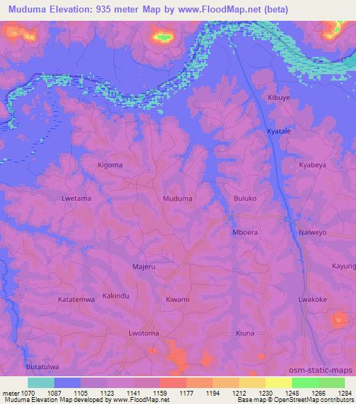 Muduma,Uganda Elevation Map