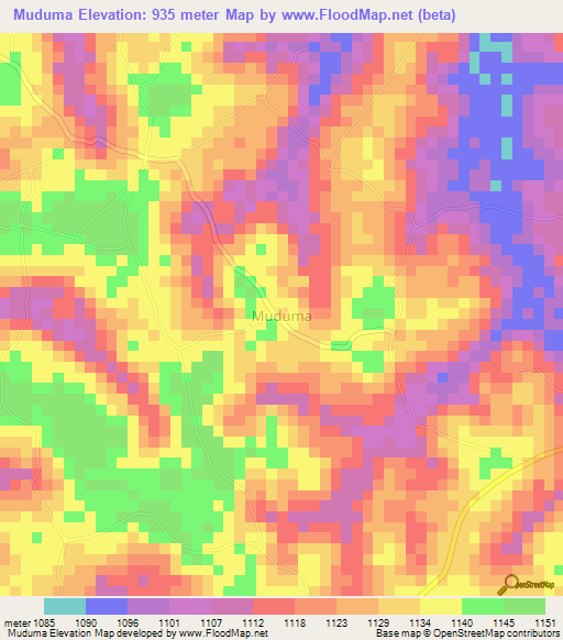 Muduma,Uganda Elevation Map