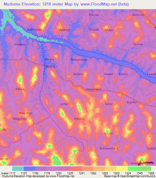 Muduma,Uganda Elevation Map