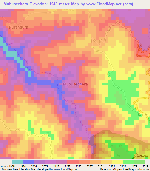 Mubusechera,Uganda Elevation Map
