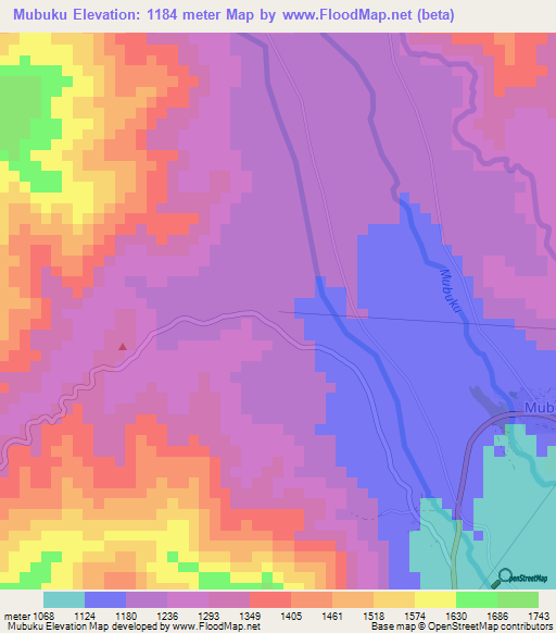 Mubuku,Uganda Elevation Map