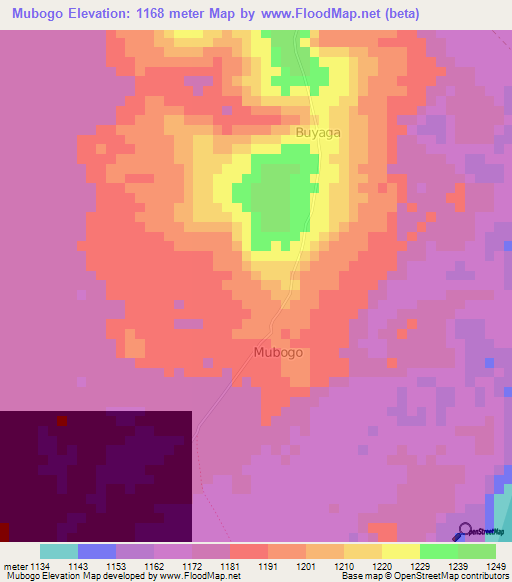 Mubogo,Uganda Elevation Map