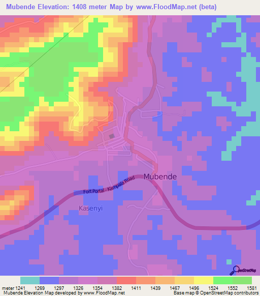 Mubende,Uganda Elevation Map
