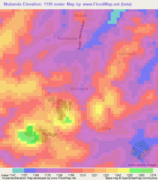 Mubanda,Uganda Elevation Map