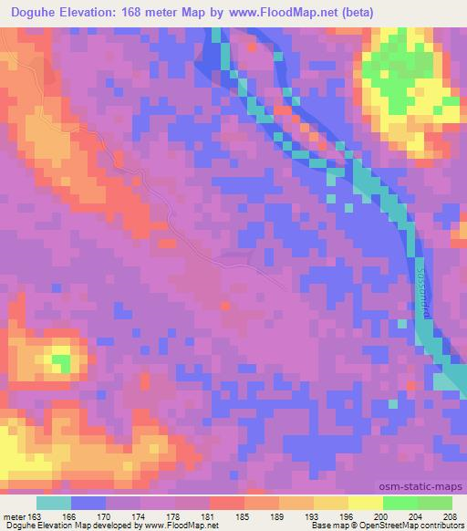 Doguhe,Ivory Coast Elevation Map