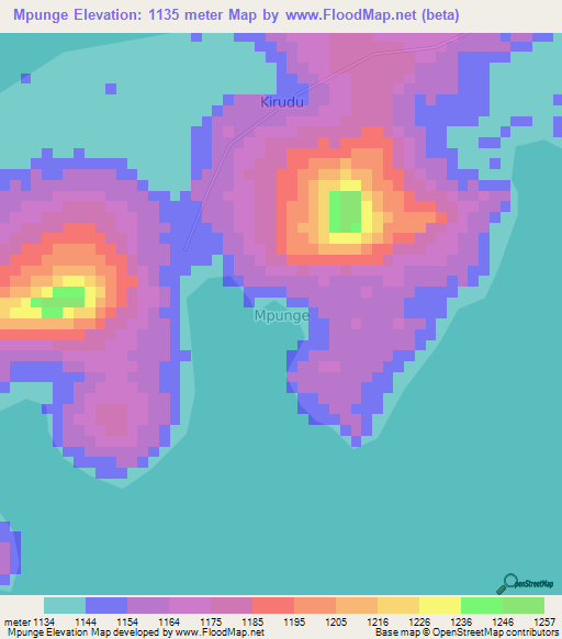 Mpunge,Uganda Elevation Map