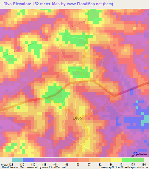 Divo,Ivory Coast Elevation Map