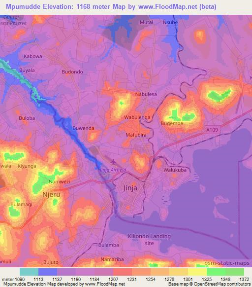 Mpumudde,Uganda Elevation Map