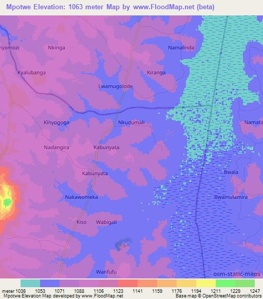 Mpotwe,Uganda Elevation Map