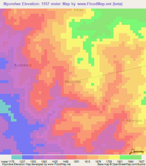 Mpondwe,Uganda Elevation Map