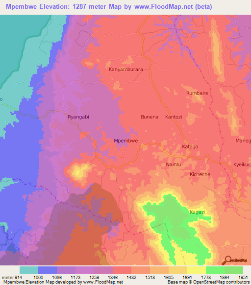 Mpembwe,Uganda Elevation Map