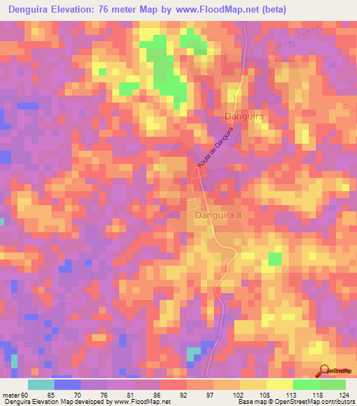 Denguira,Ivory Coast Elevation Map
