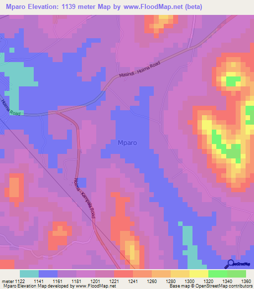Mparo,Uganda Elevation Map