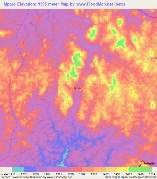 Mparo,Uganda Elevation Map