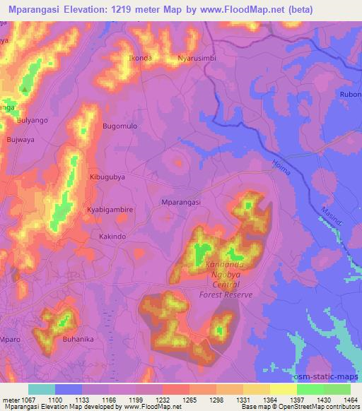 Mparangasi,Uganda Elevation Map