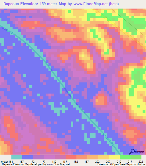 Dapeoua,Ivory Coast Elevation Map