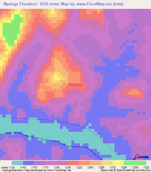 Mpanga,Uganda Elevation Map