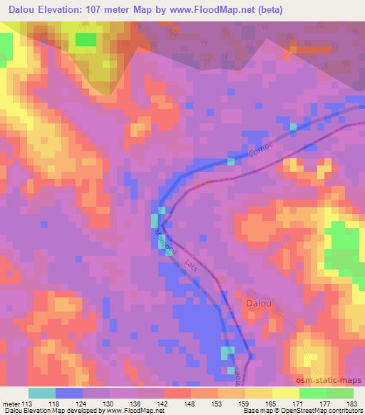 Dalou,Ivory Coast Elevation Map