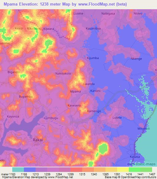 Mpama,Uganda Elevation Map
