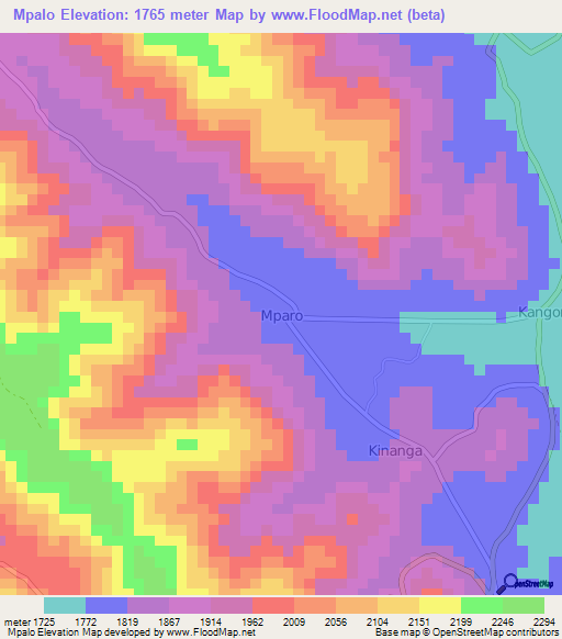 Mpalo,Uganda Elevation Map