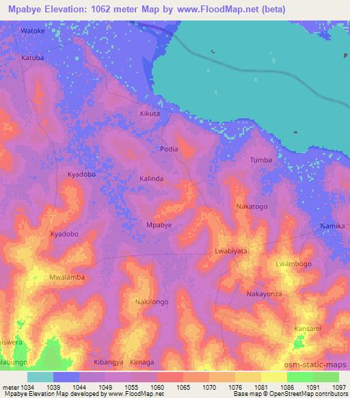 Mpabye,Uganda Elevation Map