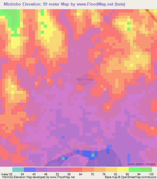 Mbrimbo,Ivory Coast Elevation Map