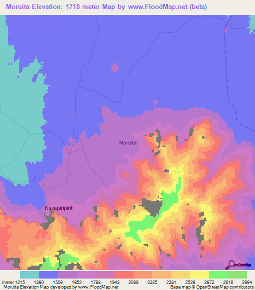 Moruita,Uganda Elevation Map