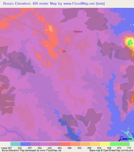 Bonzo,Ivory Coast Elevation Map