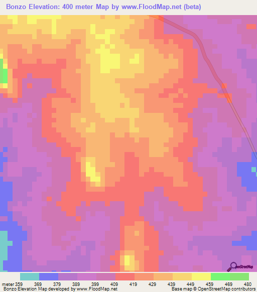 Bonzo,Ivory Coast Elevation Map
