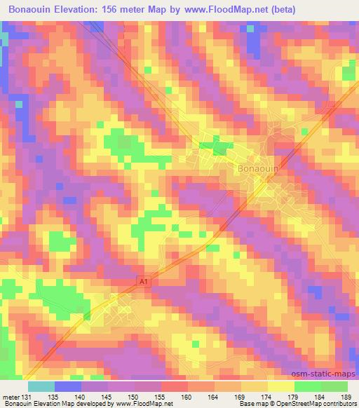 Bonaouin,Ivory Coast Elevation Map