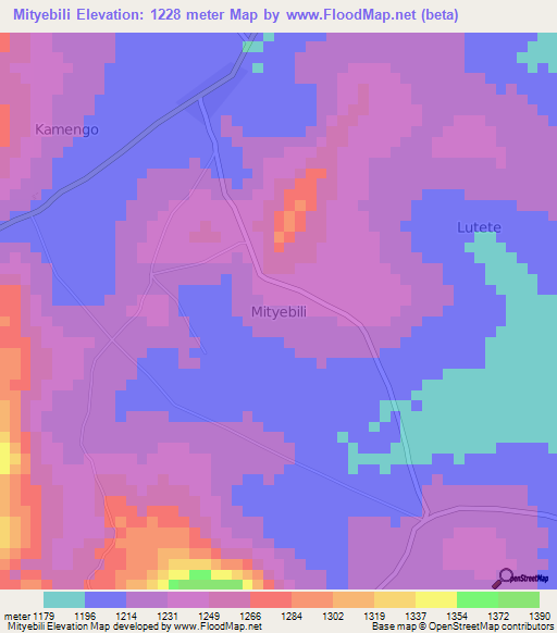 Mityebili,Uganda Elevation Map