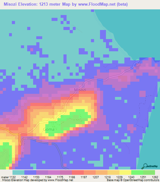 Misozi,Uganda Elevation Map