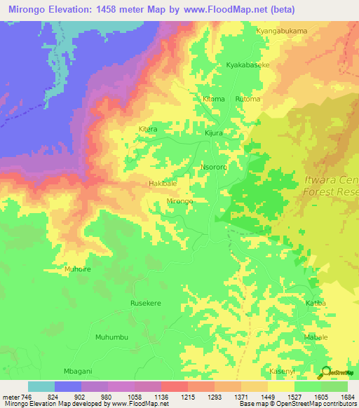 Mirongo,Uganda Elevation Map
