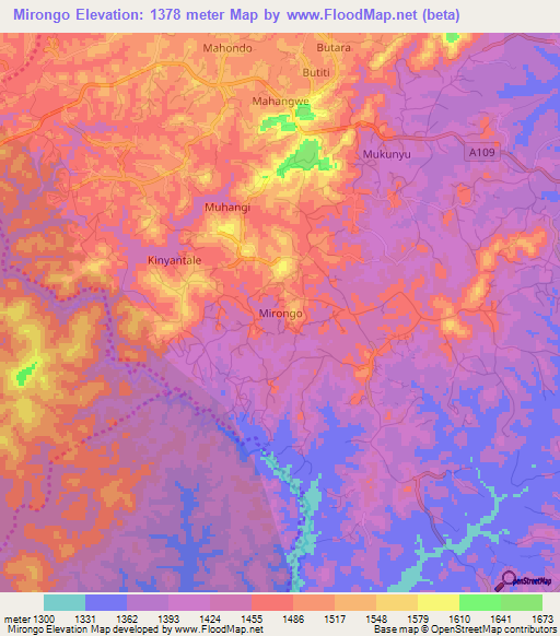 Mirongo,Uganda Elevation Map