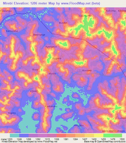 Mirebi,Uganda Elevation Map