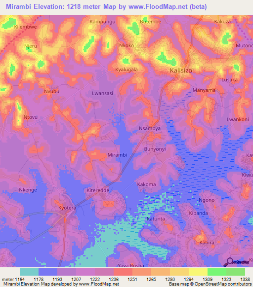 Mirambi,Uganda Elevation Map