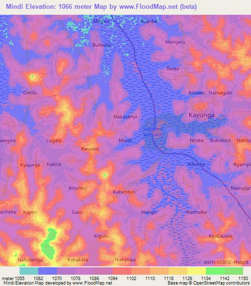 Mindi,Uganda Elevation Map