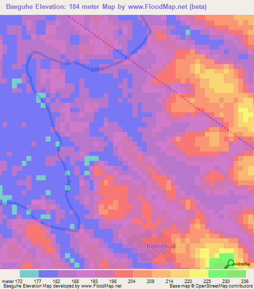 Baeguhe,Ivory Coast Elevation Map