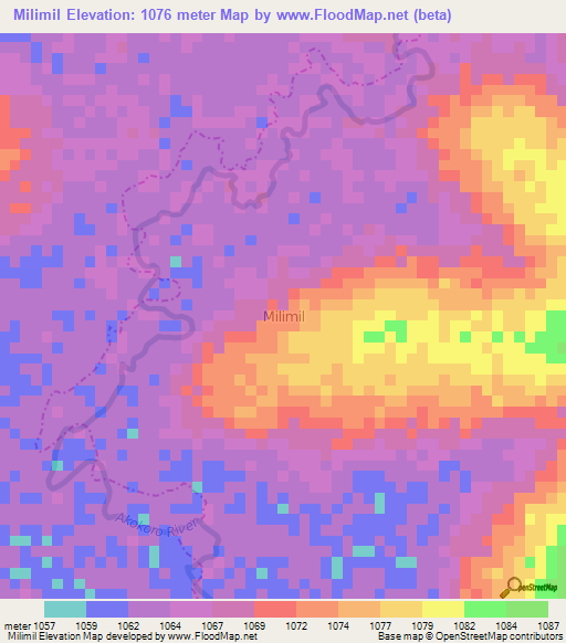 Milimil,Uganda Elevation Map