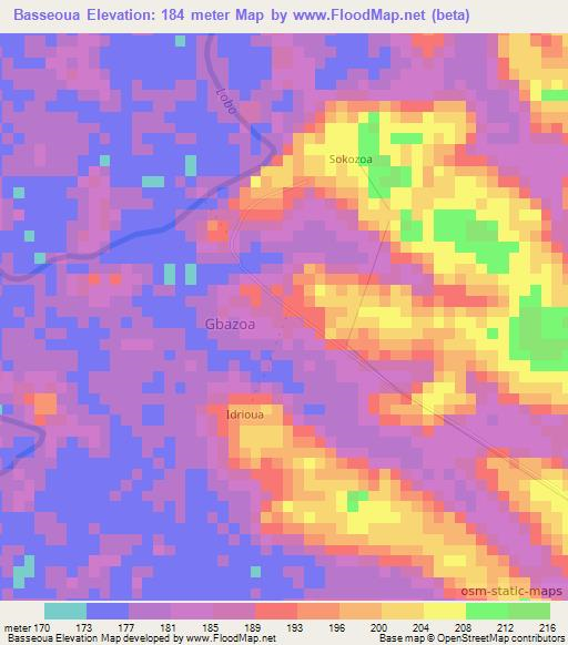 Basseoua,Ivory Coast Elevation Map