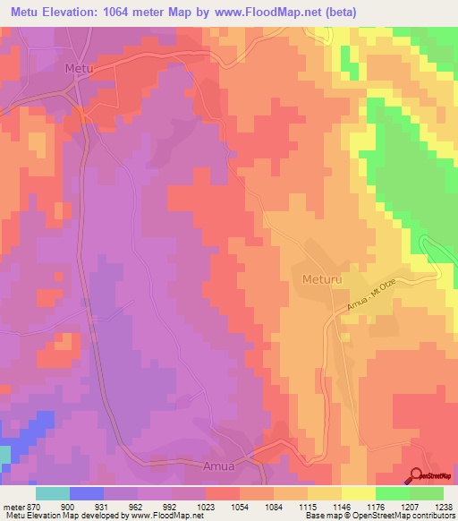 Metu,Uganda Elevation Map