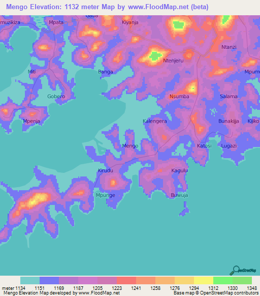 Mengo,Uganda Elevation Map