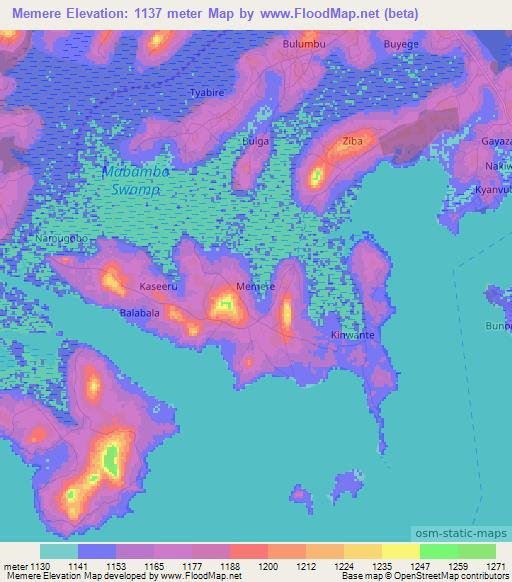Memere,Uganda Elevation Map