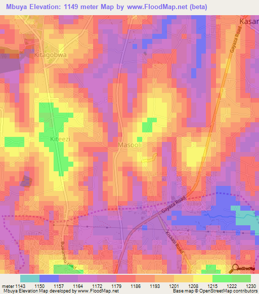 Mbuya,Uganda Elevation Map