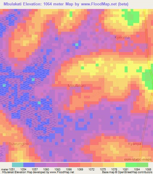 Mbulakati,Uganda Elevation Map